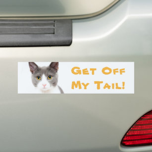 Tailgating Whimsical "Get Off My Tail" Cat Bumper Sticker
