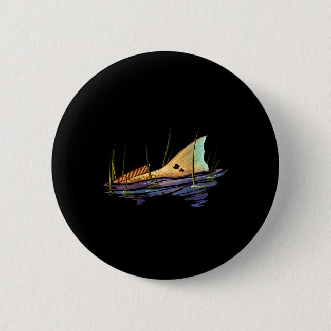 Tailing Redfish Red Drum Fish Shirt Redfish Tail  6 Cm Round Badge (Front)