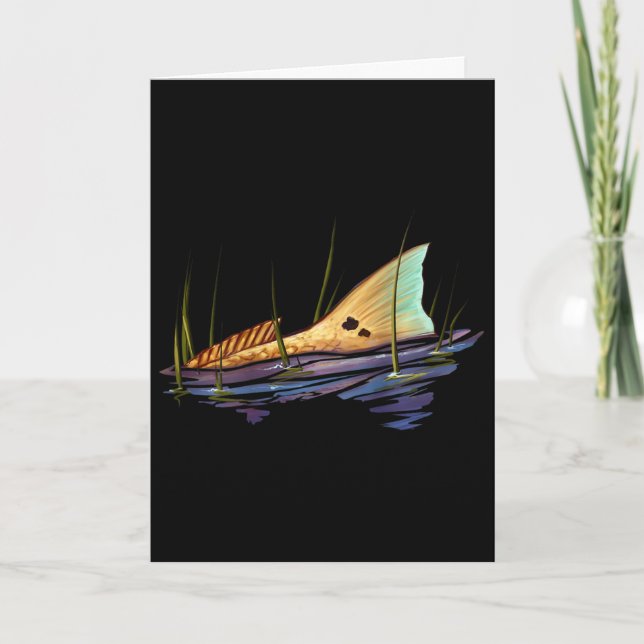 Tailing Redfish Red Drum Fish Shirt Redfish Tail  Card (Front)