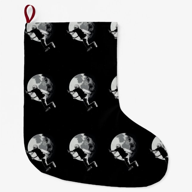 Tailing the Moon - Tail-whip Scooter Stunt Large Christmas Stocking (Front)