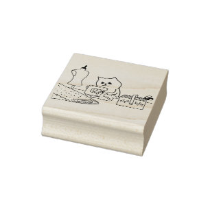tailor cat art stamp