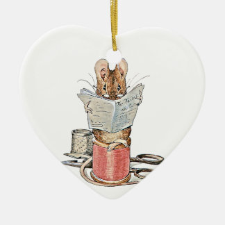 Tailor Mouse on Spool of Thread Ceramic Tree Decoration