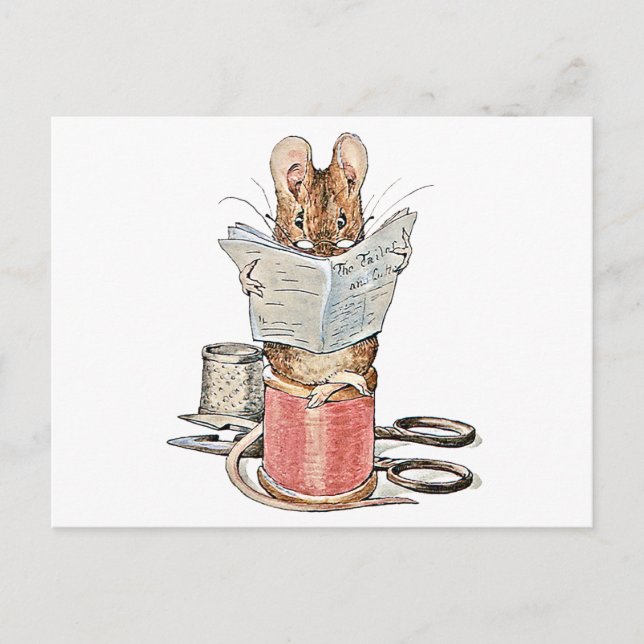 Tailor Mouse on Spool of Thread Postcard (Front)