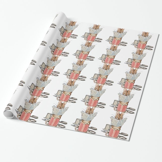 Tailor Mouse on Spool of Thread Wrapping Paper (Unrolled)