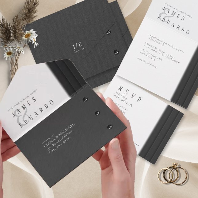 Tailored Black & White Wedding ID1090 All In One Invitation (Creator Uploaded)