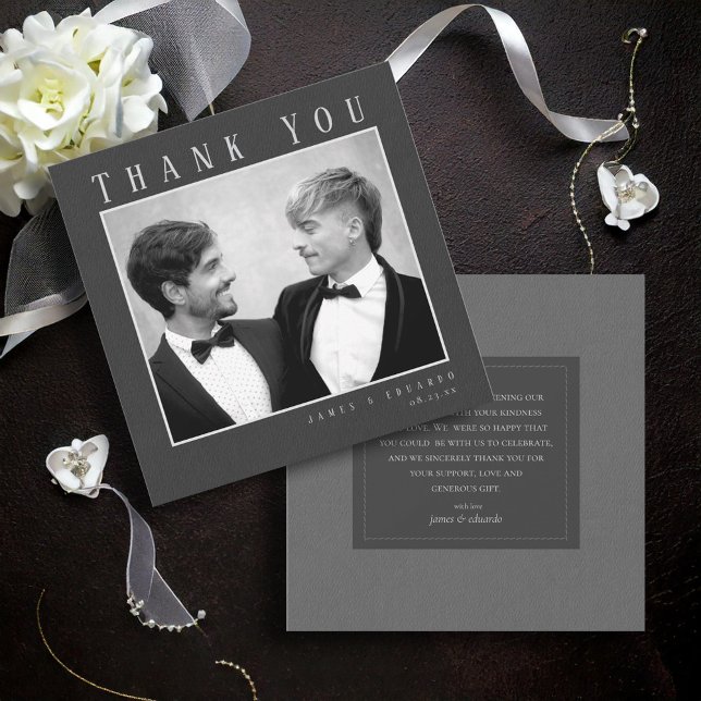 Tailored Black & White Wedding Photo ID1090 Thank You Card (Creator Uploaded)