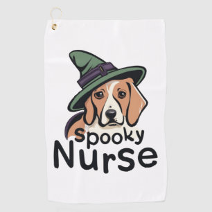 Tailored for Canine Fans One Spooky Nurse Dog   Golf Towel