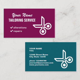 Tailoring service business card with scissors logo
