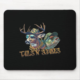 Tails N Scales Funny Hunting Father Day Love Fishi Mouse Mat
