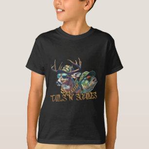Tails N Scales Funny Hunting Father Day Love Fishi T-Shirt