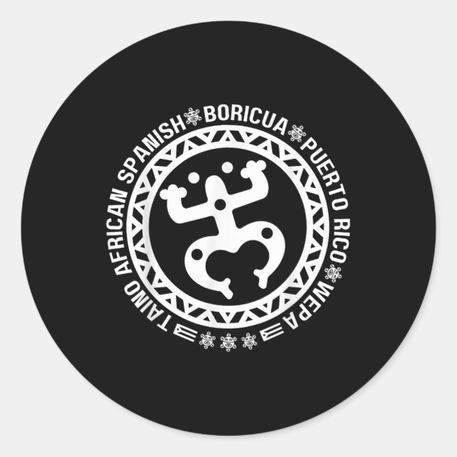 Taino African Spanish Coqui Puerto Rico Boricua Ta Classic Round Sticker (Front)