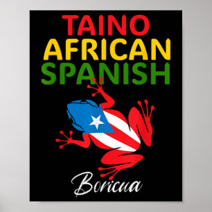 Taino African Spanish Coqui Puerto Rico Flag Boric Poster