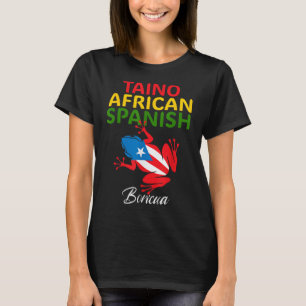 Taino African Spanish Coqui Puerto Rico Flag Boric T-Shirt
