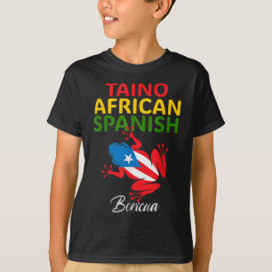 Taino African Spanish Coqui Puerto Rico Flag Boric T-Shirt