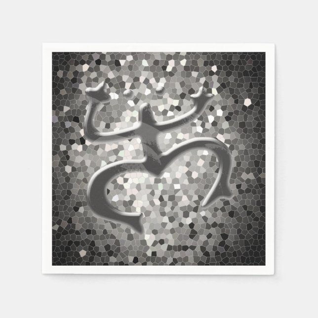 Taino Coqui Frog Paper Napkins (Black/White) (Front)