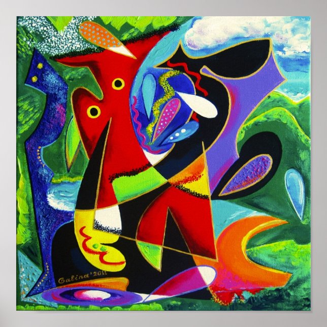 Taino Dance, Puerto Rico Art Poster (Front)