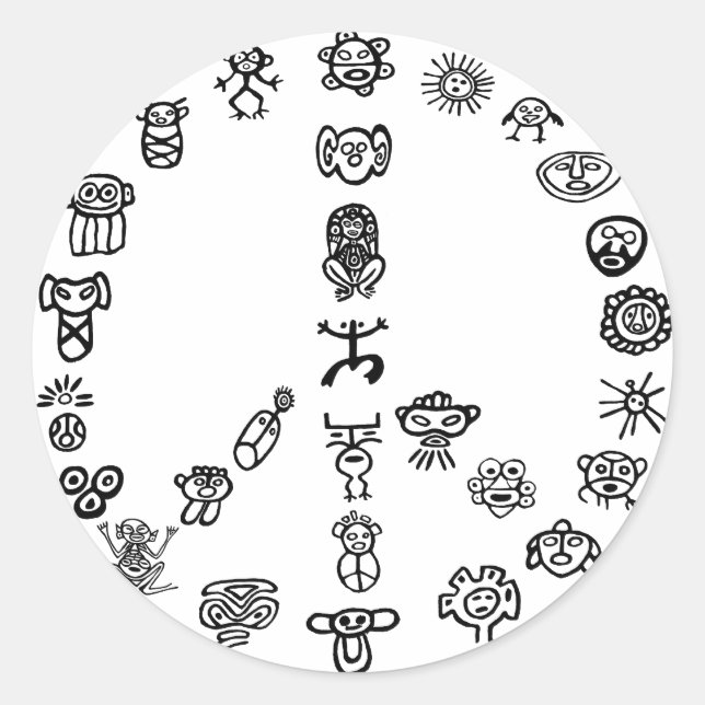 Taino Peace Classic Round Sticker (Front)