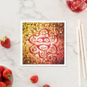 Taino Sun Paper Napkins (Red/Gold)