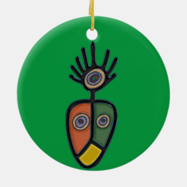 Taino Symbol Circle Ornament (Back)