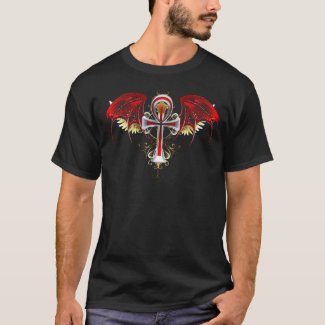 Tainted Red Jeweled Egyptian Ankh T-Shirt