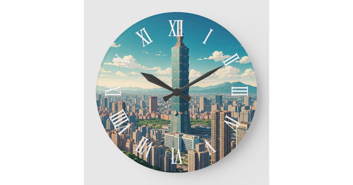 Taiwan Clock Taipei 101 Taiwan Large Clock | Zazzle