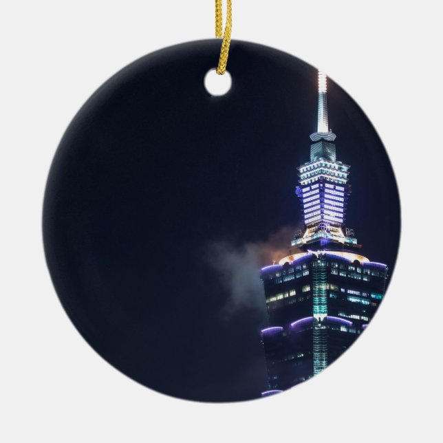 Taipei 101 Tower in Taiwan, Closeup Ceramic Tree Decoration (Front)