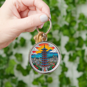 Taipei city Modern Cityscape at Sunset Key Ring