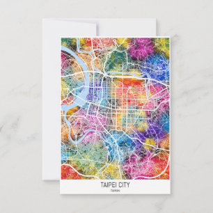 Taipei City Taiwan City Map Thank You Card