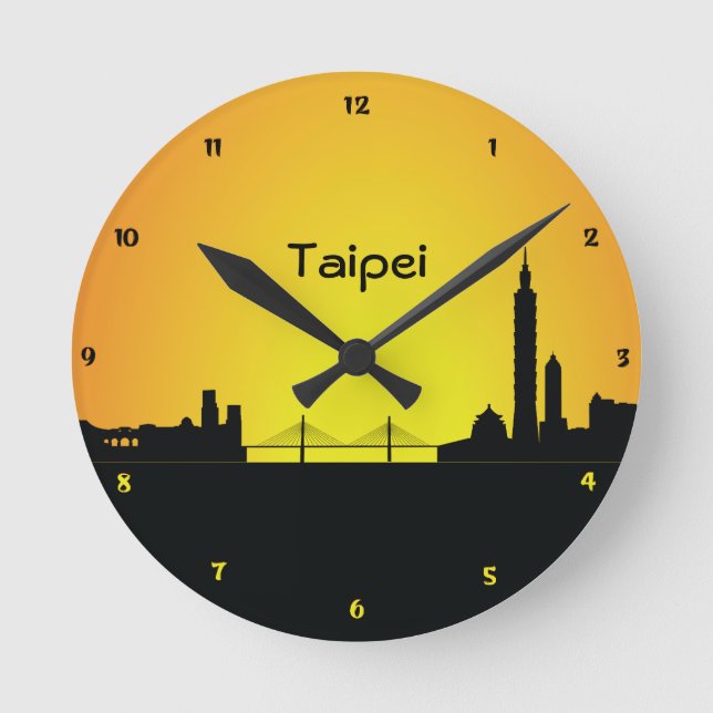 Taipei CityScape Night Silhouette Wall Clock (Front)