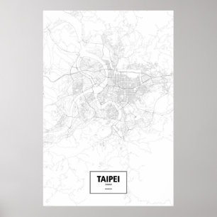 Taipei, Taiwan (black on white) Poster