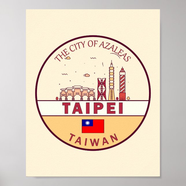 Taipei Taiwan City Skyline Emblem Poster (Front)