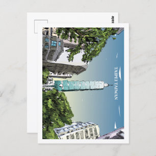 Taipei Taiwan Famous Travel Place Illustration Postcard