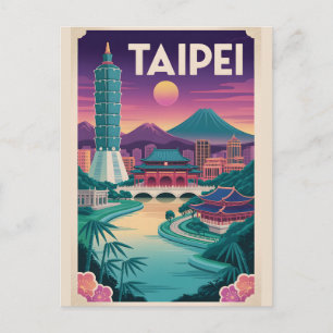 Taipei Taiwan Retro Travel Poster Art Holiday Postcard