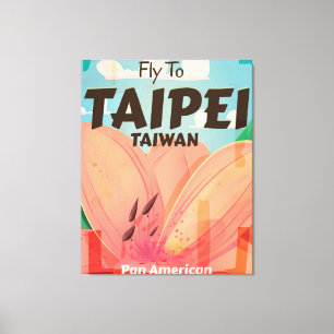 Taipei, Taiwan Vintage Travel Poster Canvas Print
