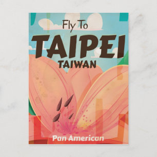 Taipei, Taiwan Vintage Travel Poster Postcard