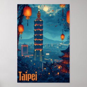 Taipei Vintage Art Travel place Illustration Poster