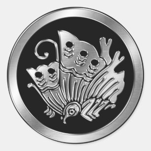 Taira Clan Kamon Silver Chrome Classic Round Sticker