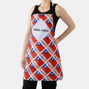 Taiwan and Taiwanese Flag Tiled with Your Name Apron