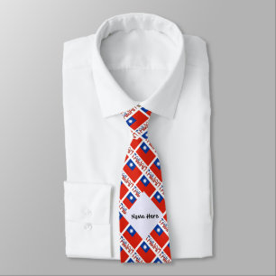 Taiwan and Taiwanese Flag Tiled with Your Name Tie