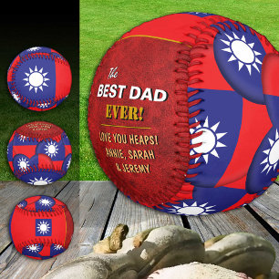 Taiwan Best Dad, patriotic, Taiwanese Flag Baseball