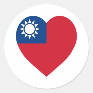 Taiwan China Flag Heart Classic Round Sticker