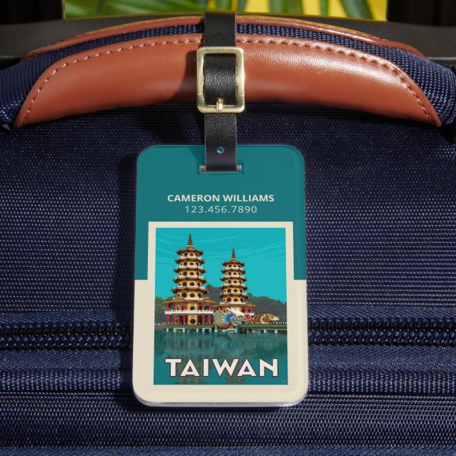 Taiwan | Dragon And Tiger Pagodas Luggage Tag (Front Insitu 2)
