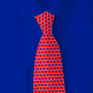 Taiwan Flag Brick Pattern Tie