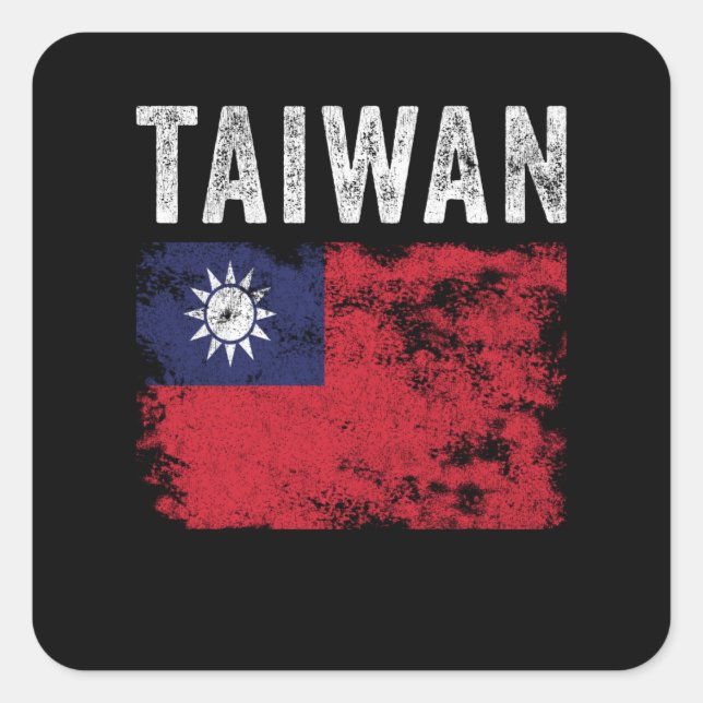 Taiwan Flag Distressed - Taiwanese Flag Square Sticker (Front)