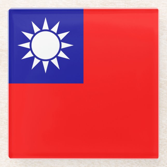 Taiwan Flag Glass Coaster (Front)