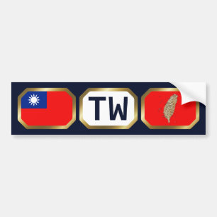 Taiwan Flag Map Code Bumper Sticker