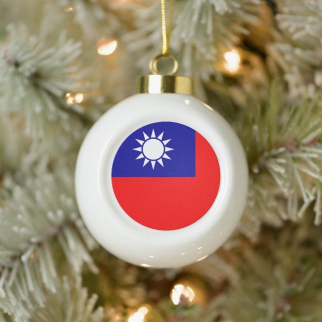 Taiwan Flag: Republic of China, Chinese Taipei Ceramic Ball Christmas Ornament (Tree)