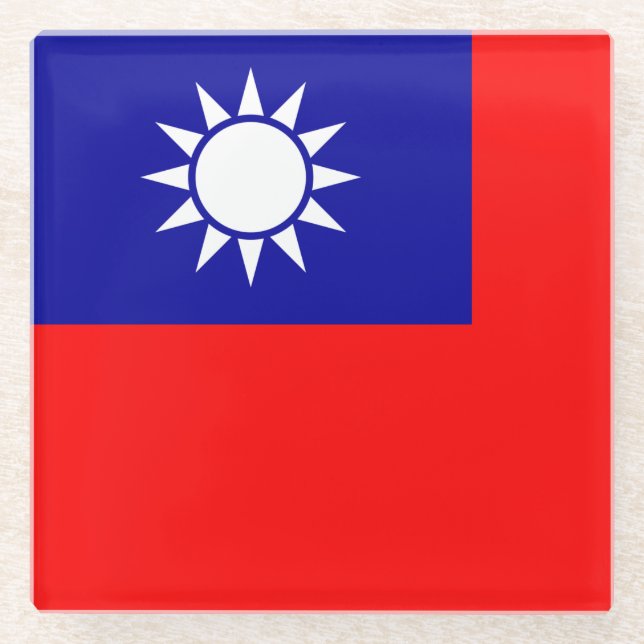 Taiwan Flag: Republic of China, Chinese Taipei Glass Coaster (Front)