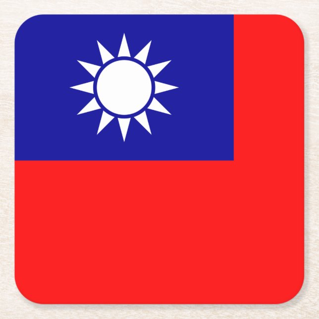 Taiwan Flag: Republic of China, Chinese Taipei Square Paper Coaster (Front)