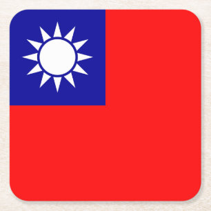 Taiwan Flag Square Paper Coaster